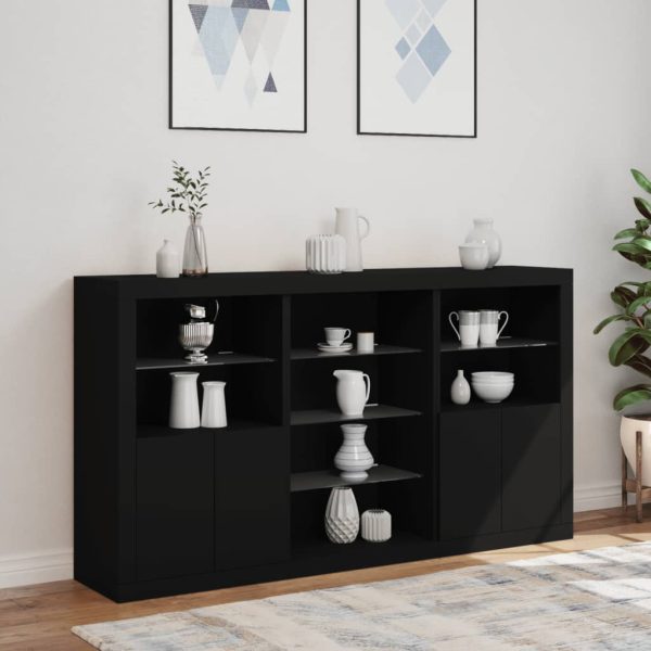 Credenza Con Luci Led Nera 181,5x37x100 cm - Image 4
