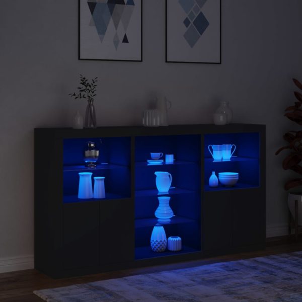Credenza Con Luci Led Nera 181,5x37x100 cm - Image 5