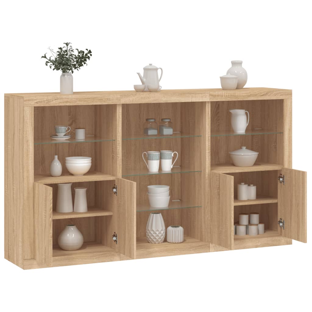 Credenza Con Luci Led Rovere Sonoma 181,5x37x100 cm