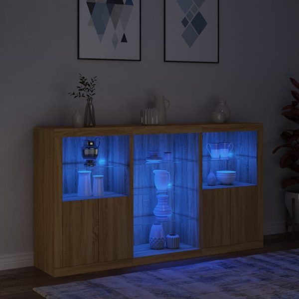 Credenza Con Luci Led Rovere Sonoma 181,5x37x100 cm - Image 5