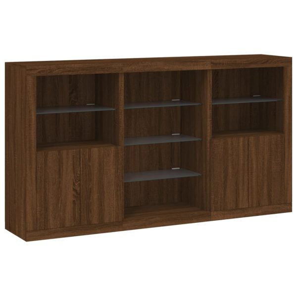 Credenza Con Luci Led Rovere Marrone 181,5x37x100 cm - Image 3