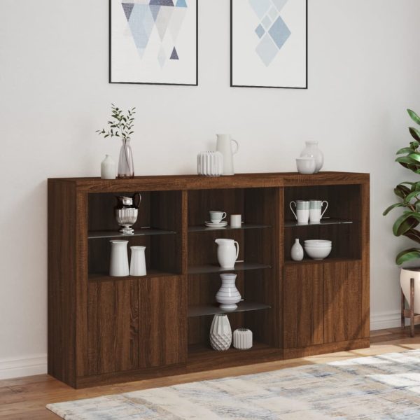 Credenza Con Luci Led Rovere Marrone 181,5x37x100 cm - Image 4