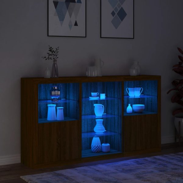 Credenza Con Luci Led Rovere Marrone 181,5x37x100 cm - Image 5
