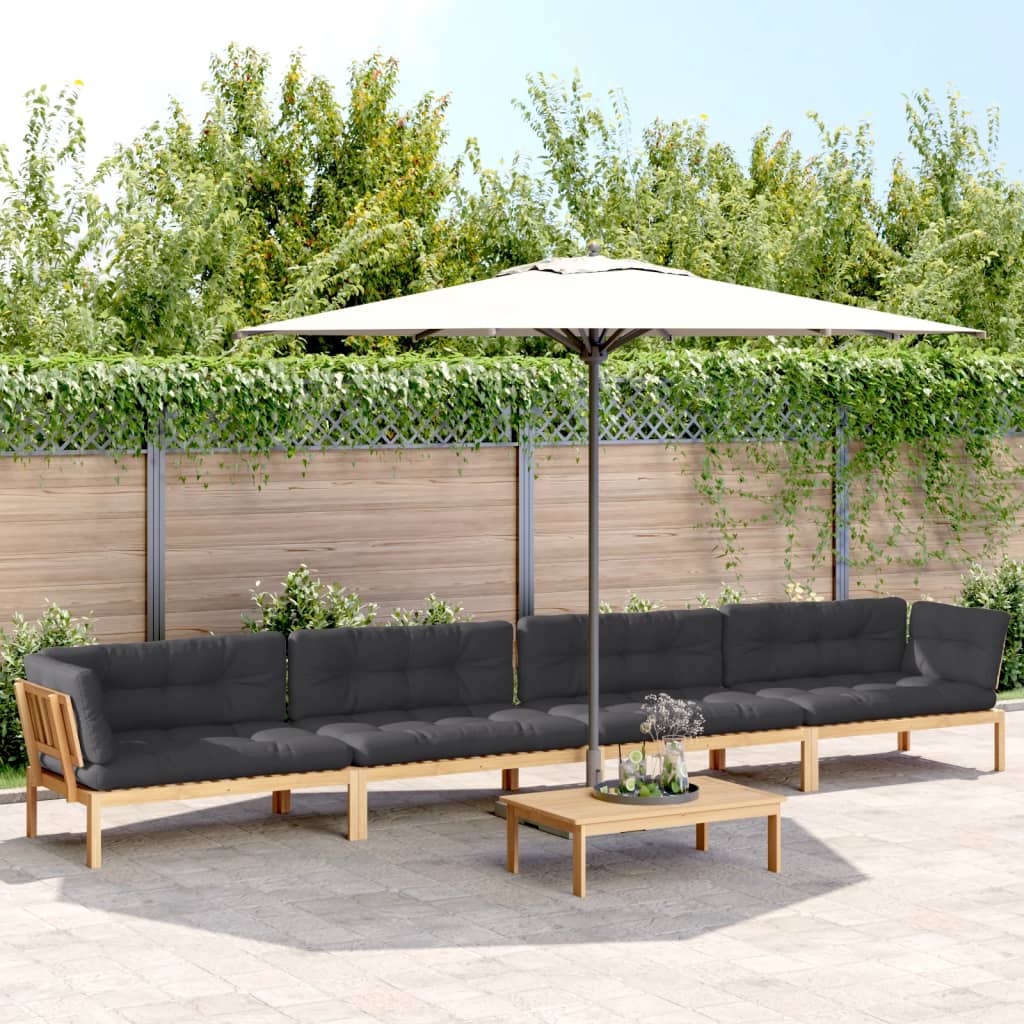 Set Divano Pallet Giardino 5pz Con Cuscini Massello Acacia