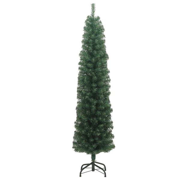 Albero Di Natale Artificiale Sottile Con Base Verde 210 Cm Pvc - Image 3