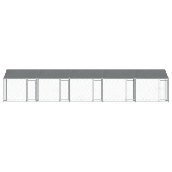 Gabbia Cani Con Tetto E Porte Grigia 10x2x2 M Acciaio Zincato - Image 4