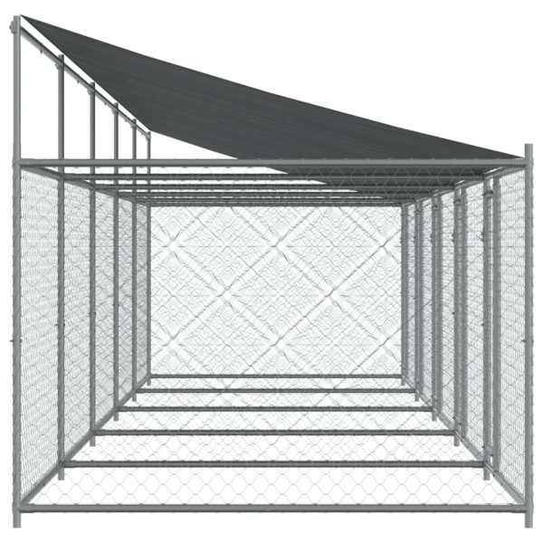 Gabbia Cani Con Tetto E Porte Grigia 10x2x2 M Acciaio Zincato - Image 5