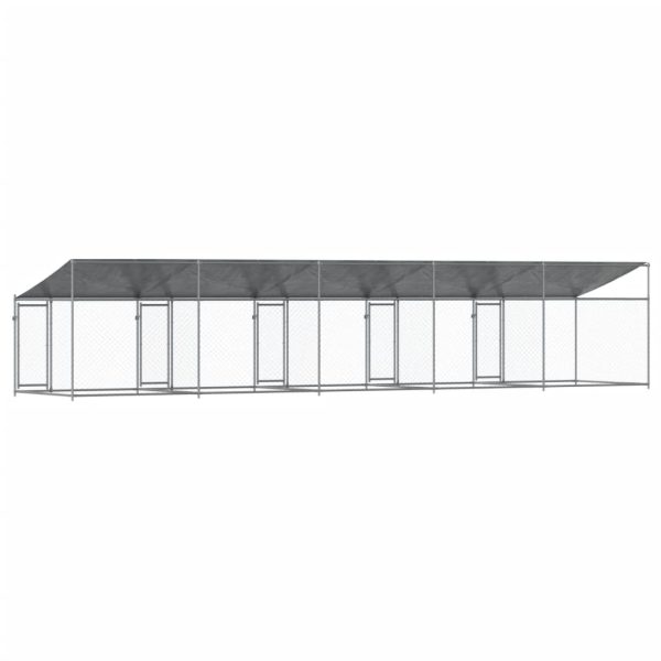 Gabbia Cani Con Tetto E Porte Grigia 10x2x2 M Acciaio Zincato - Image 6