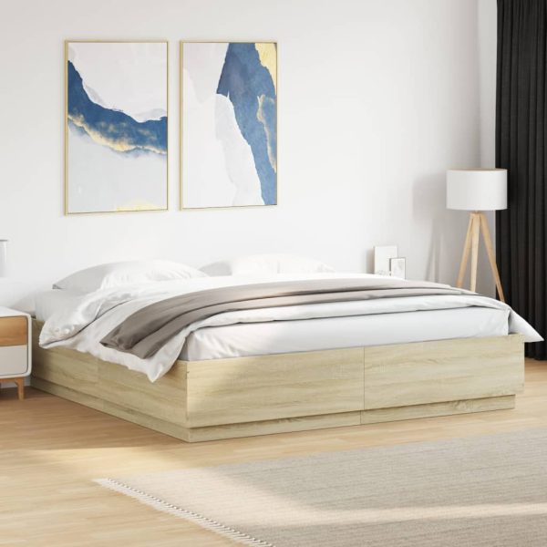 Giroletto Cassetti Luci Led Sonoma 200x200 Cm Legno Multistrato