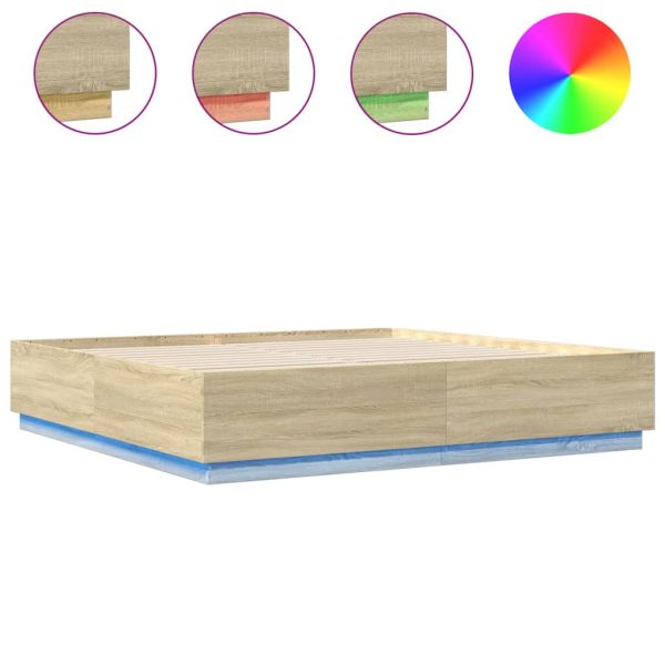 Giroletto Cassetti Luci Led Sonoma 200x200 Cm Legno Multistrato - Image 2