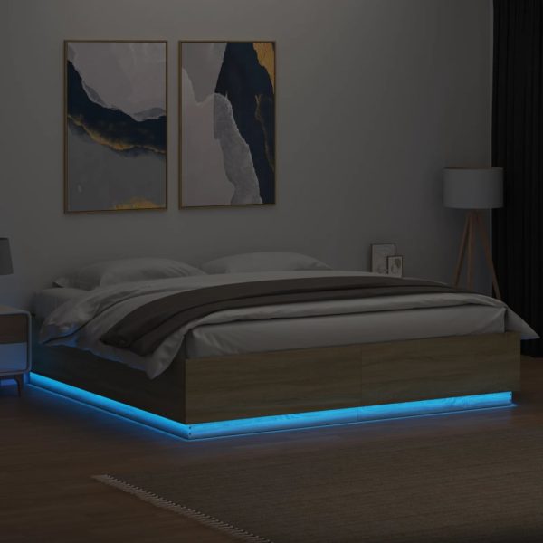 Giroletto Cassetti Luci Led Sonoma 200x200 Cm Legno Multistrato - Image 4