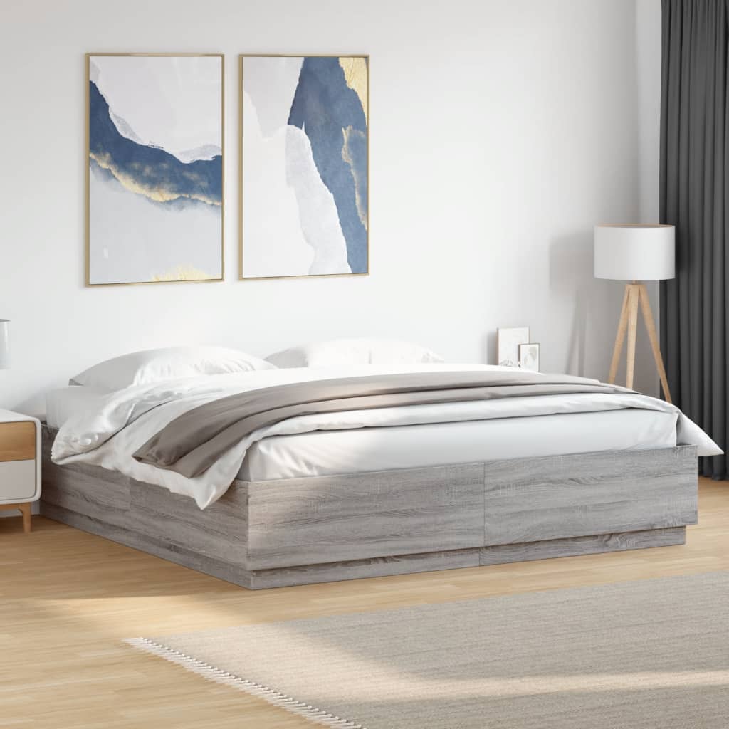 Giroletto Luci Led Grigio Sonoma 200x200 Cm Legno Multistrato