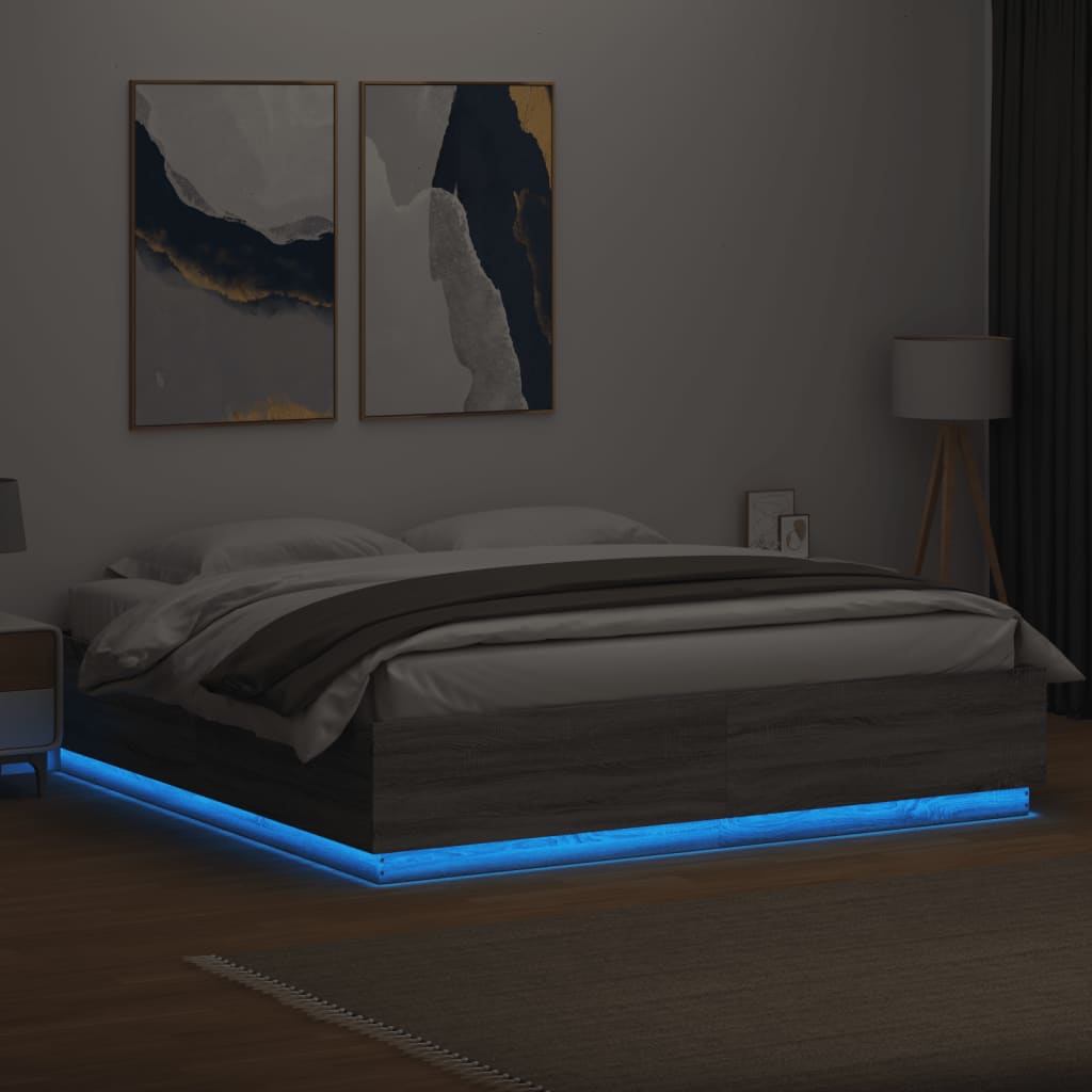 Giroletto Luci Led Grigio Sonoma 200x200 Cm Legno Multistrato - Image 4