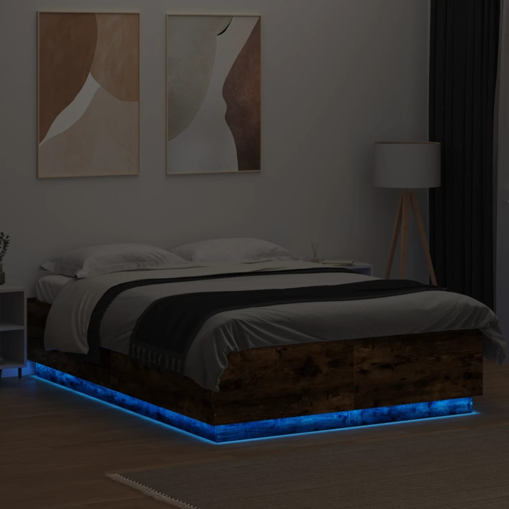 Giroletto Con Luci Led Rovere Fumo 160x200 Cm Legno Multistrato - Image 4