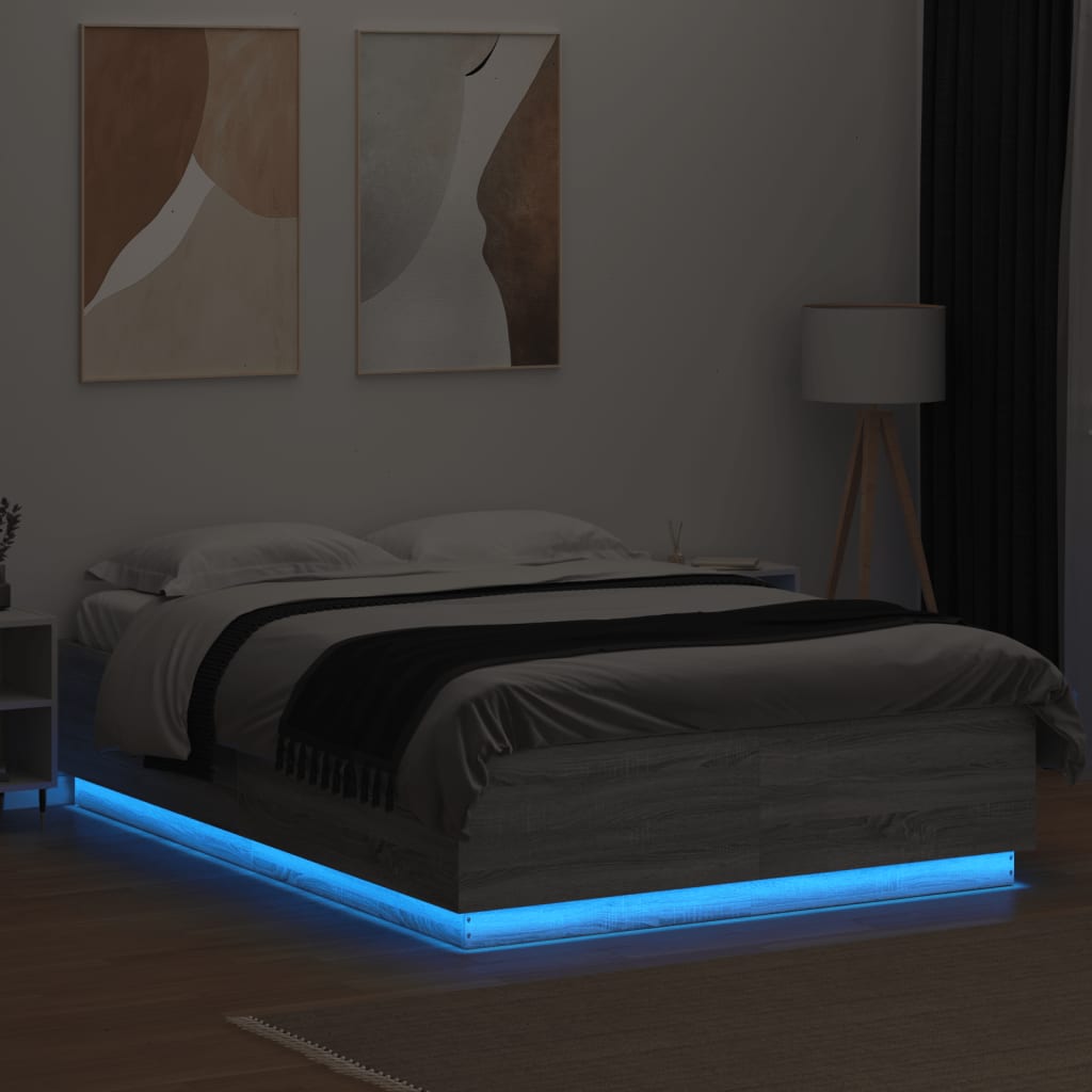Giroletto Luci Led Grigio Sonoma 160x200 Cm Legno Multistrato - Image 4