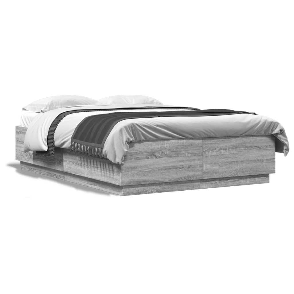 Giroletto Luci Led Grigio Sonoma 160x200 Cm Legno Multistrato - Image 5