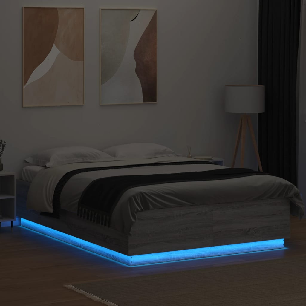 Giroletto Luci Led Grigio Sonoma 140x200 Cm Legno Multistrato - Image 4