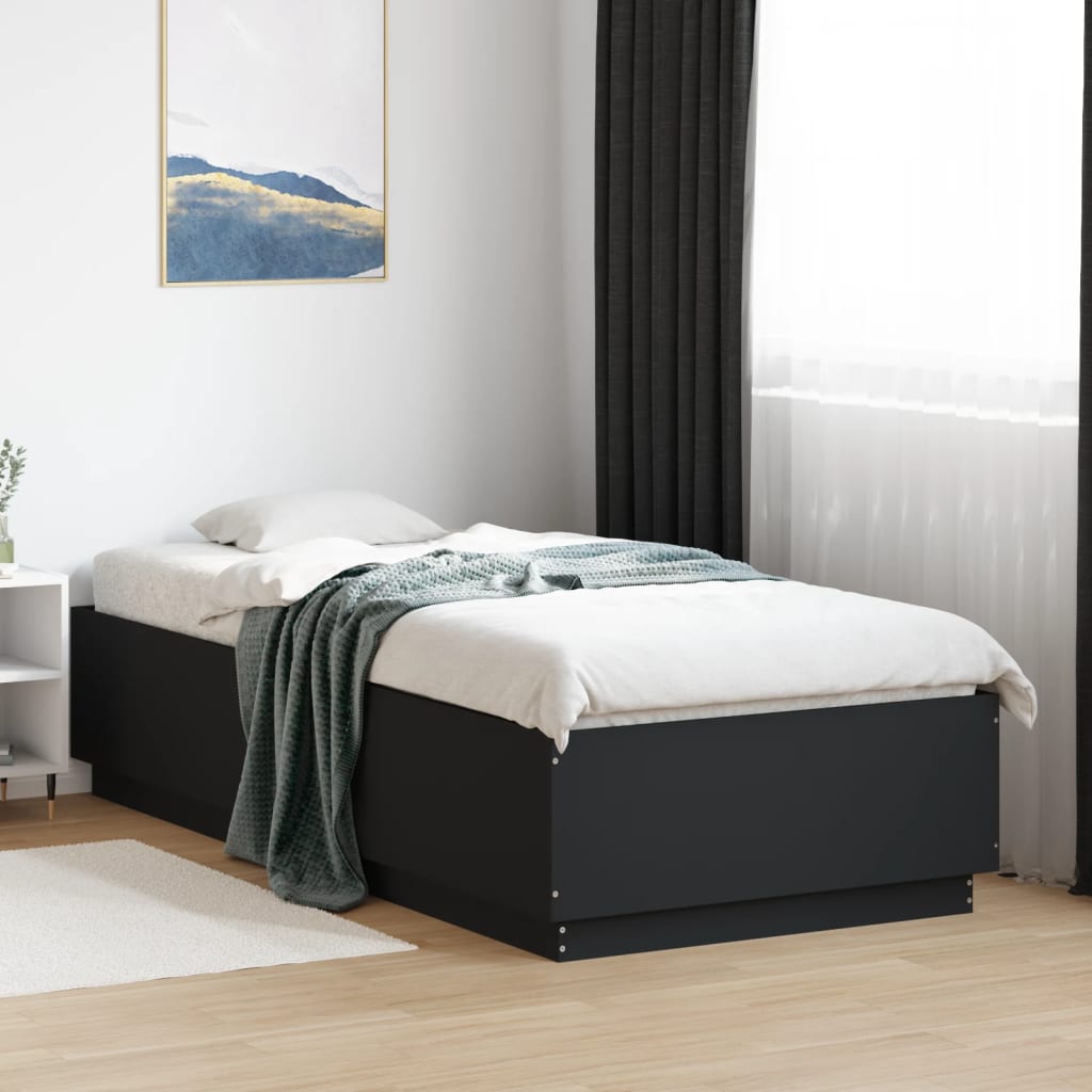 Giroletto Con Luci Led Nero 90x200 Cm In Legno Multistrato