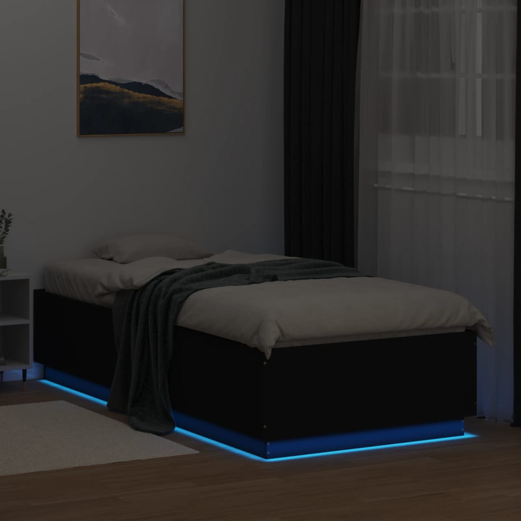 Giroletto Con Luci Led Nero 90x200 Cm In Legno Multistrato - Image 4
