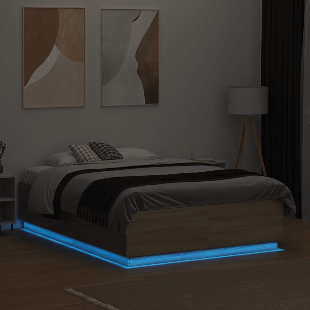 Giroletto Luci Led Rovere Sonoma 140x190 Cm Legno Multistrato - Image 4