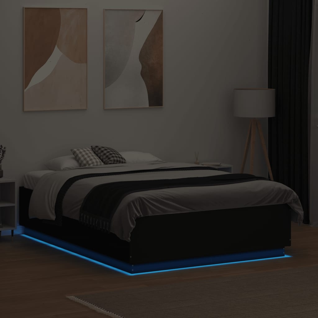 Giroletto Con Luci Led Nero 135x190 Cm In Legno Multistrato - Image 4