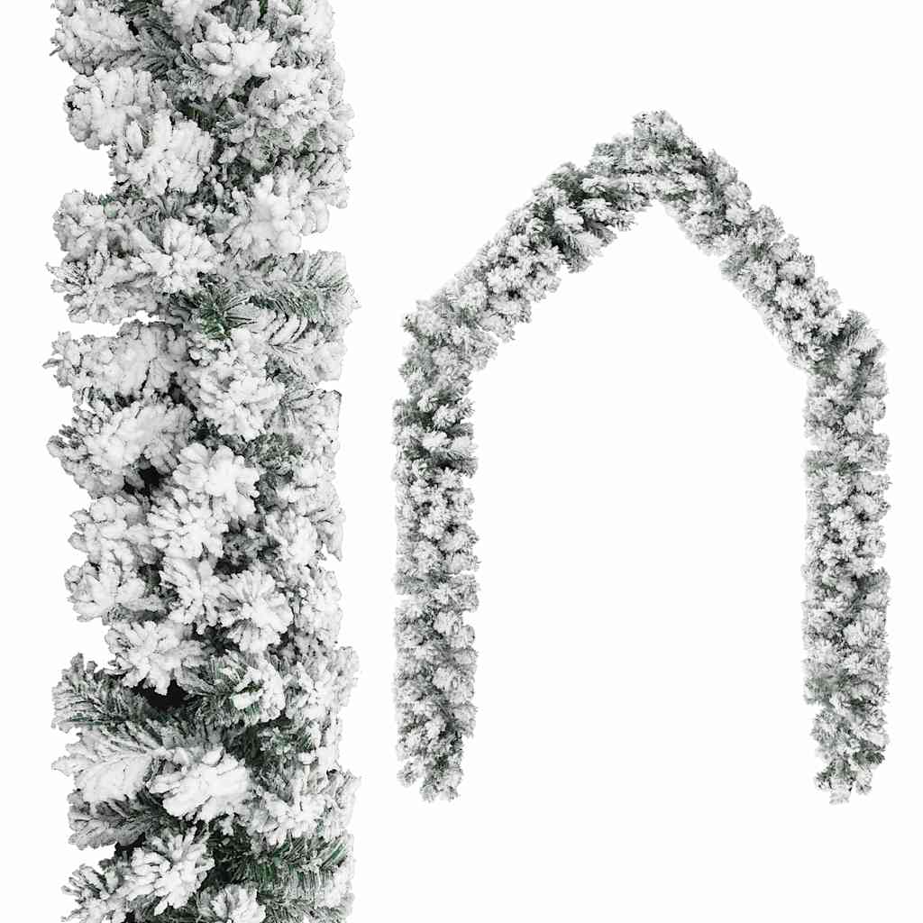 Ghirlanda Natalizia Con Neve Verde 5 M In Pvc