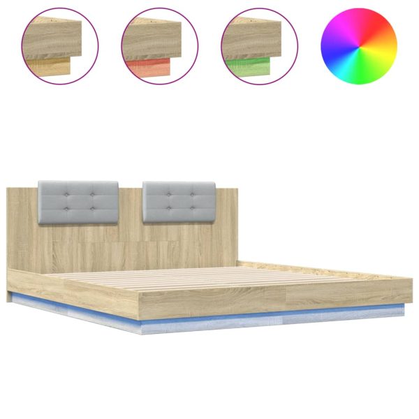 Giroletto Con Testiera E Led Rovere Sonoma 180x200 cm - Image 2