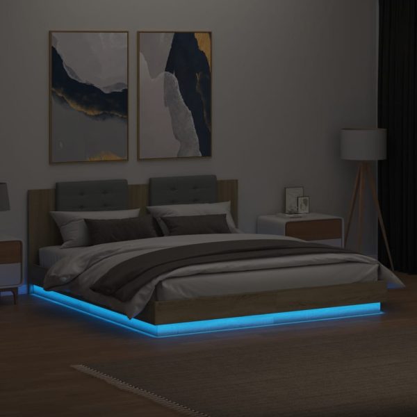 Giroletto Con Testiera E Led Rovere Sonoma 180x200 cm - Image 4
