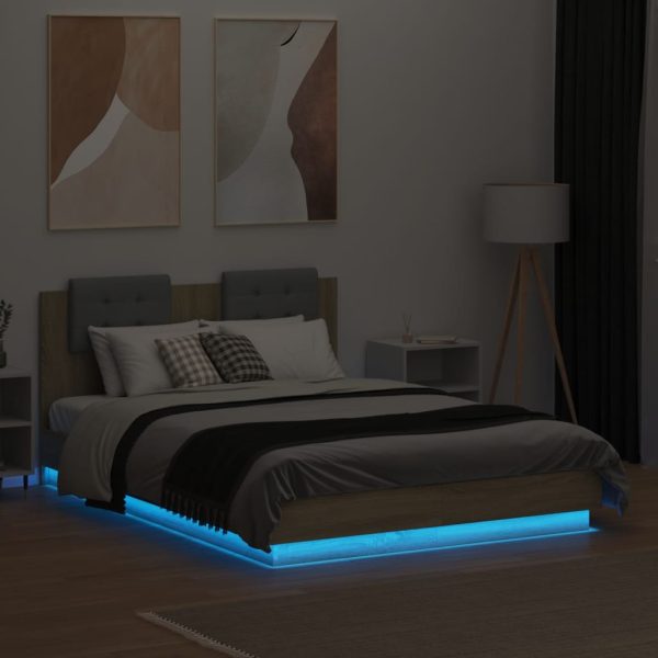 Giroletto Con Testiera E Led Rovere Sonoma 140x190 cm - Image 4