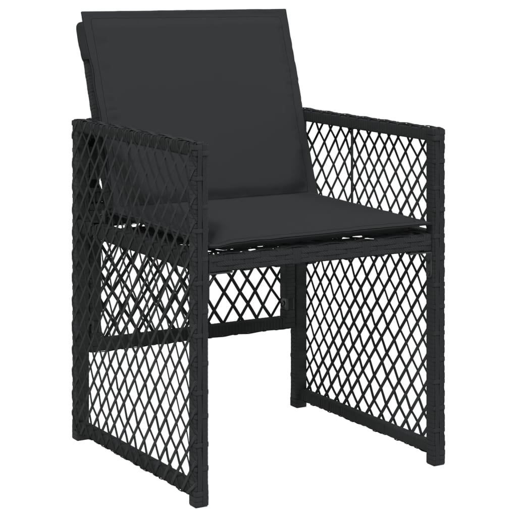 Set Da Pranzo Da Giardino 13pz Con Cuscini Nero In Polyrattan - Image 4