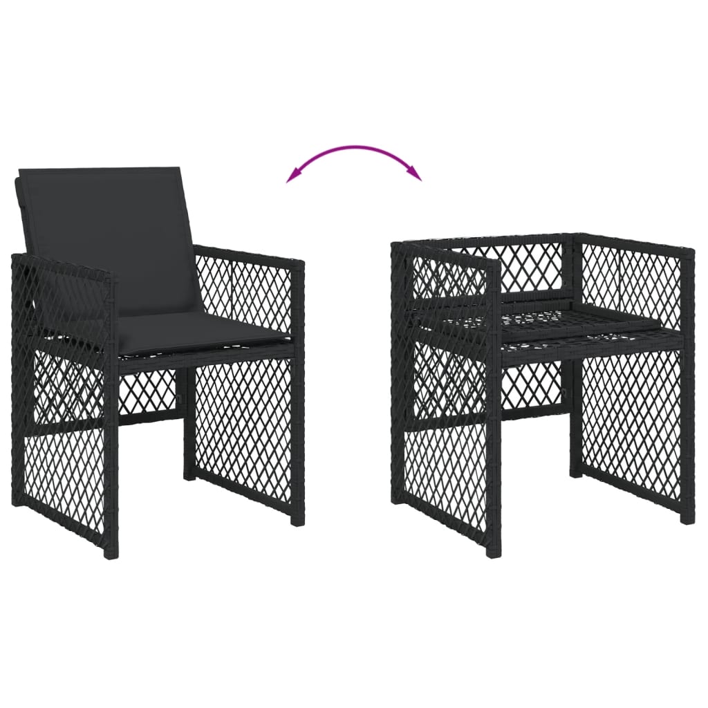 Set Da Pranzo Da Giardino 13pz Con Cuscini Nero In Polyrattan - Image 6