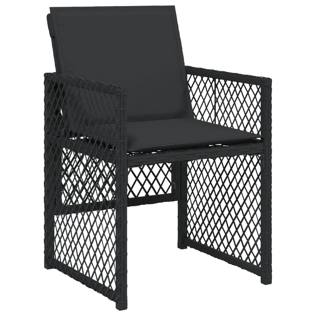 Set Da Pranzo Da Giardino 9 Pz Con Cuscini Nero In Polyrattan - Image 4