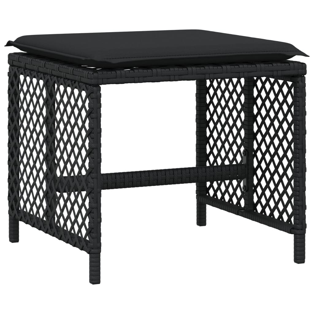 Set Da Pranzo Da Giardino 9 Pz Con Cuscini Nero In Polyrattan - Image 5