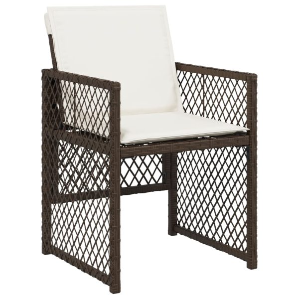 Set Da Pranzo Da Giardino 11 Pz Con Cuscini Polyrattan Marrone - Image 4