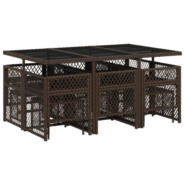 Set Da Pranzo Da Giardino 11 Pz Con Cuscini Polyrattan Marrone - Image 6