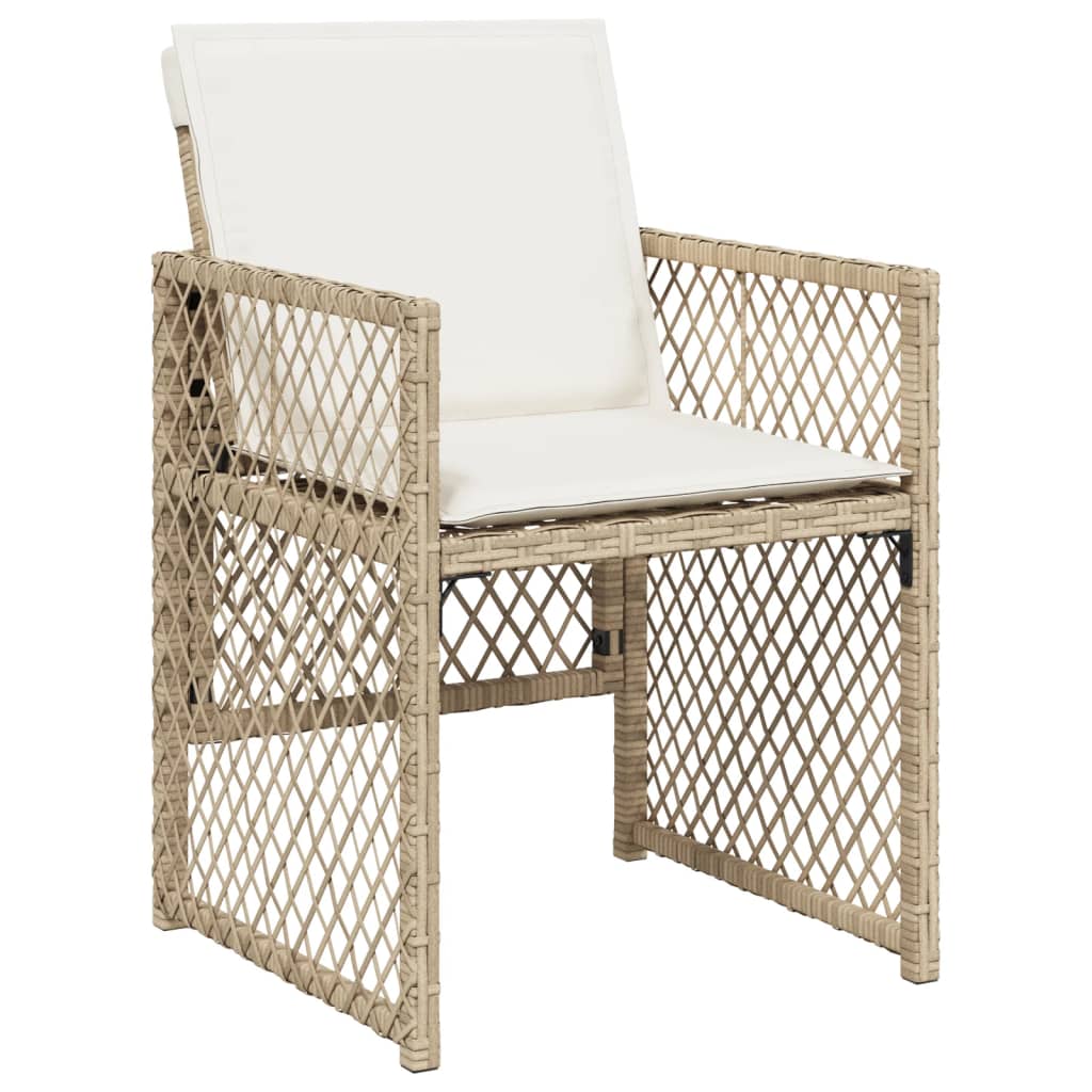 Set Da Pranzo Da Giardino 15 Pz Con Cuscini Beige In Polyrattan - Image 4