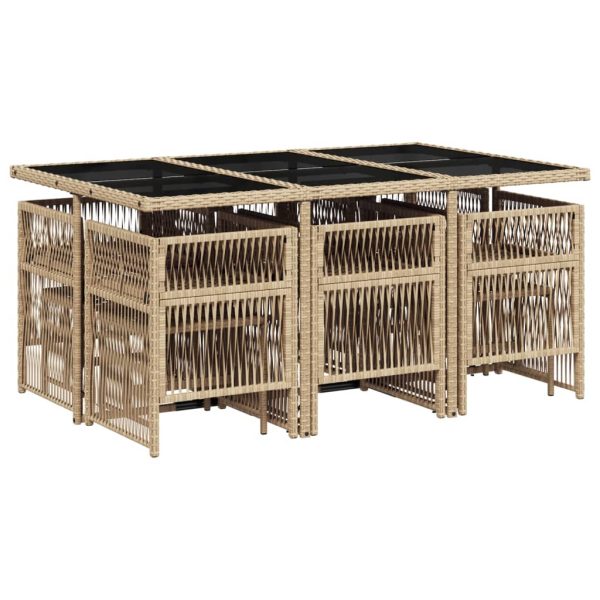 Set Pranzo Da Giardino 11 Pz Con Cuscini Beige Misto Polyrattan - Image 3