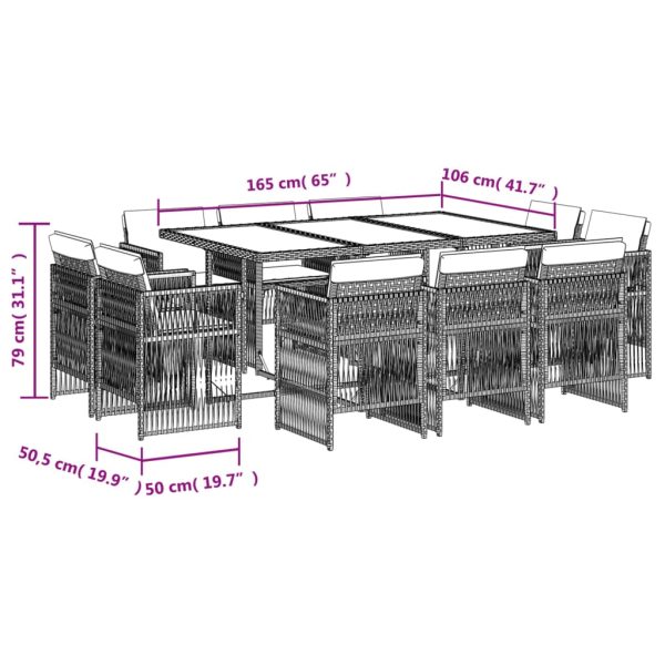 Set Pranzo Da Giardino 11 Pz Con Cuscini Beige Misto Polyrattan - Image 5