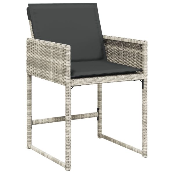 Set Pranzo Giardino 11pz Con Cuscini Grigio Chiaro Polyrattan - Image 3