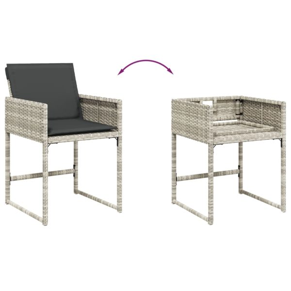 Set Pranzo Giardino 11pz Con Cuscini Grigio Chiaro Polyrattan - Image 4