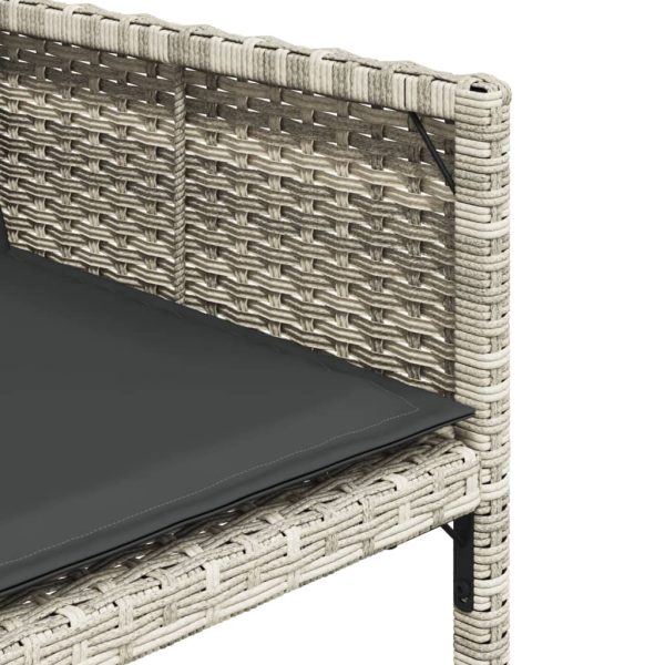 Set Pranzo Giardino 11pz Con Cuscini Grigio Chiaro Polyrattan - Image 5
