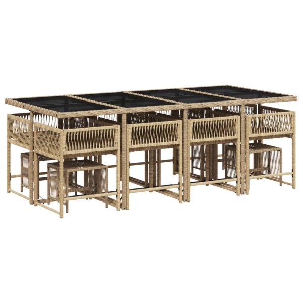 Set Pranzo Da Giardino 13 Pz Con Cuscini Beige Misto Polyrattan - Image 3
