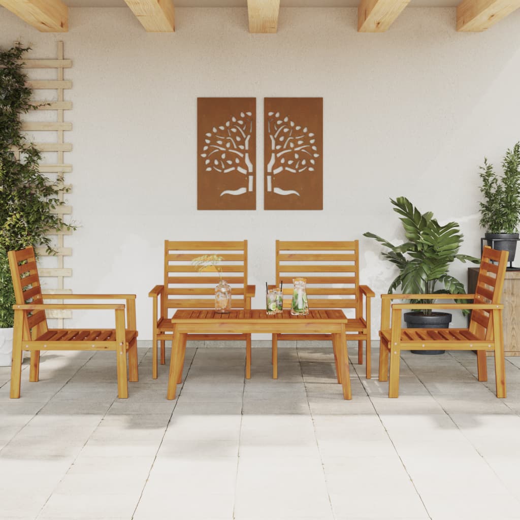 Set Salotto Da Giardino 5 Pz In Legno Massello Di Acacia