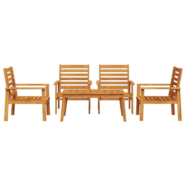 Set Salotto Da Giardino 5 Pz In Legno Massello Di Acacia - Image 3