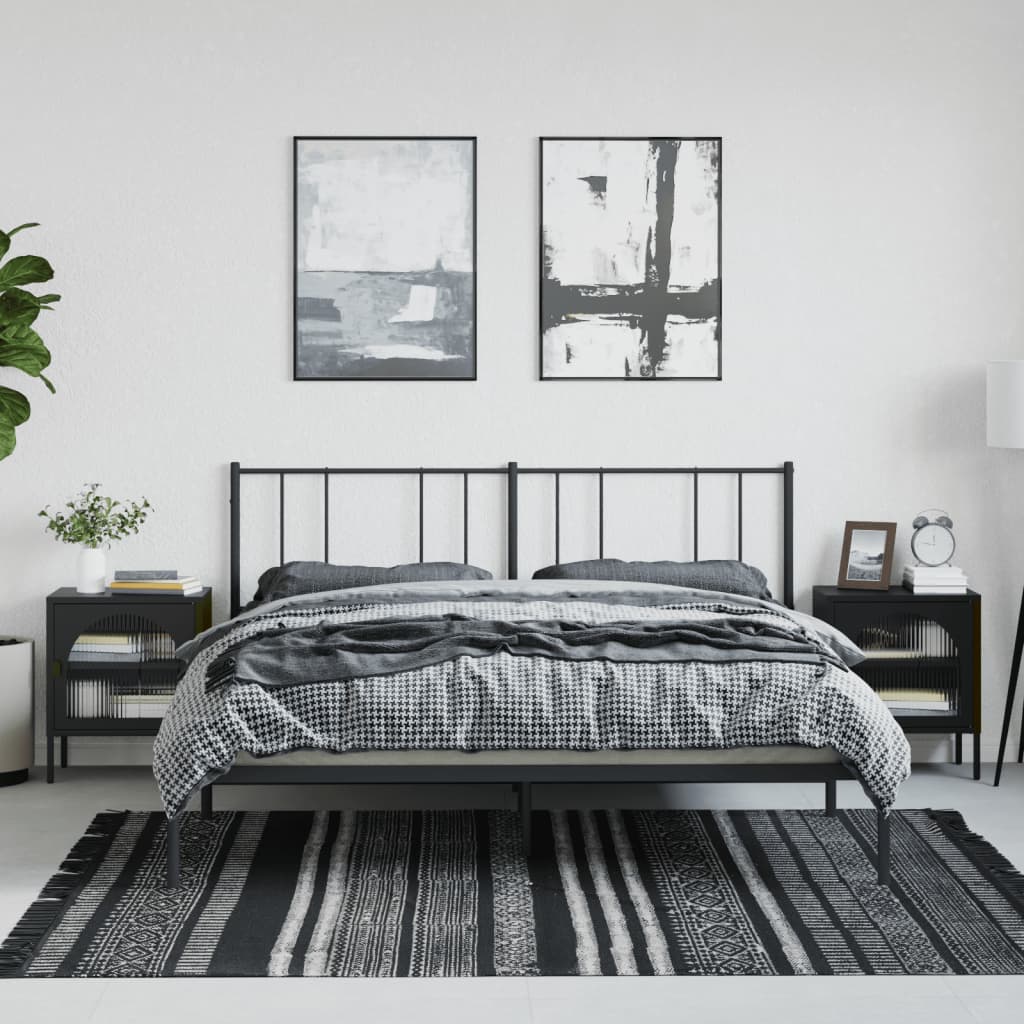 Comodini 2 Pz Neri 50x35x60 Cm In Vetro E Acciaio