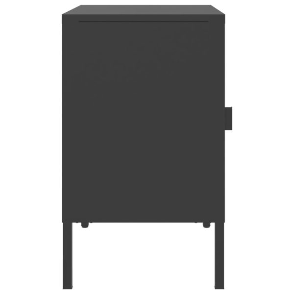 Comodini 2 Pz Neri 50x35x60 Cm In Vetro E Acciaio - Image 5