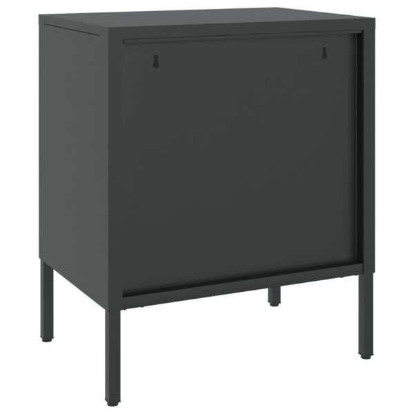 Comodini 2 Pz Neri 50x35x60 Cm In Vetro E Acciaio - Image 6