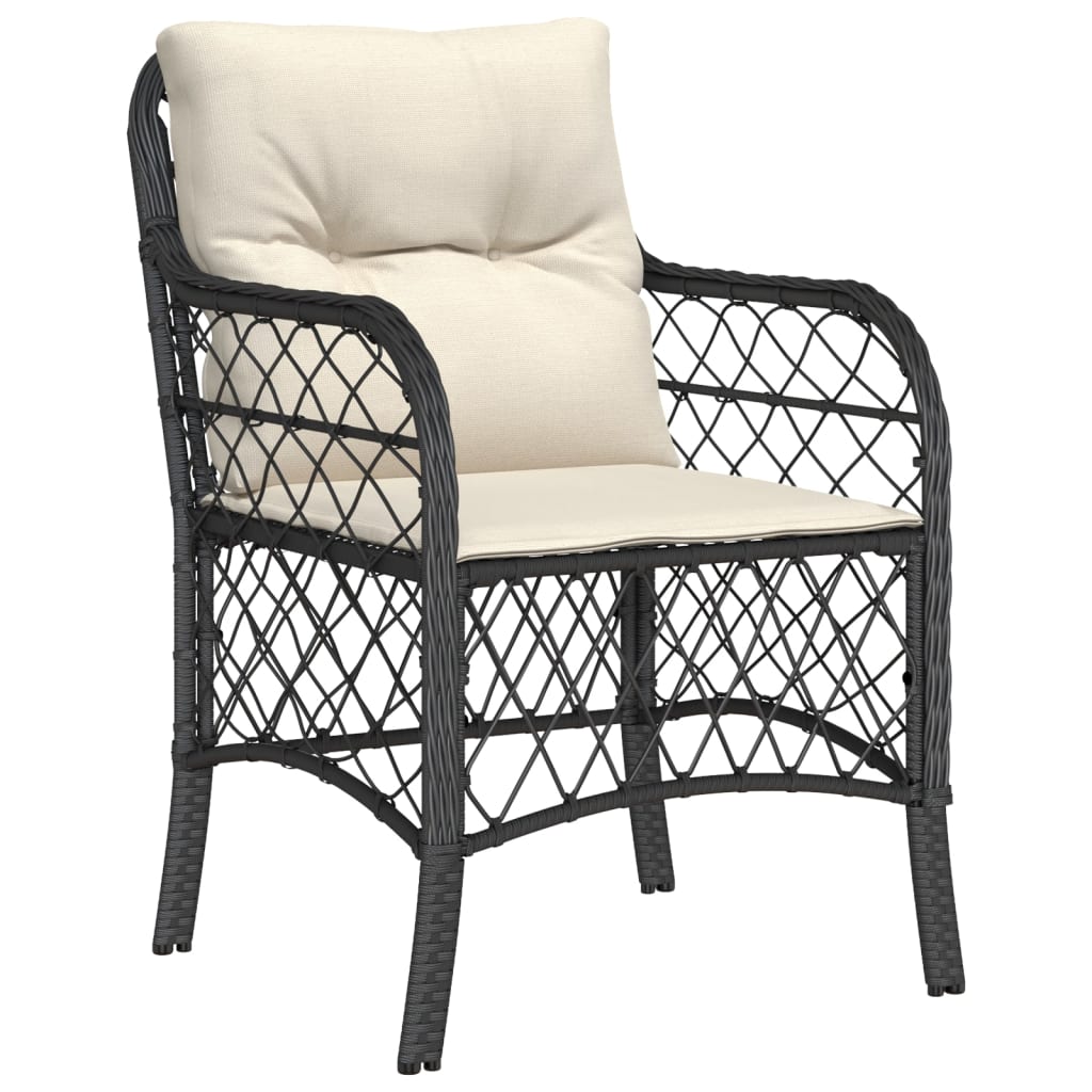 Set Da Pranzo Da Giardino 7 Pz Nero Con Cuscini In Polyrattan - Image 3