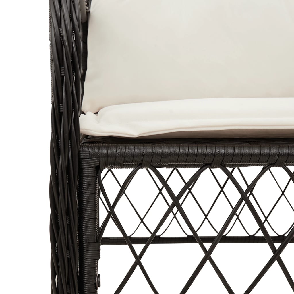 Set Da Pranzo Da Giardino 7 Pz Nero Con Cuscini In Polyrattan - Image 5
