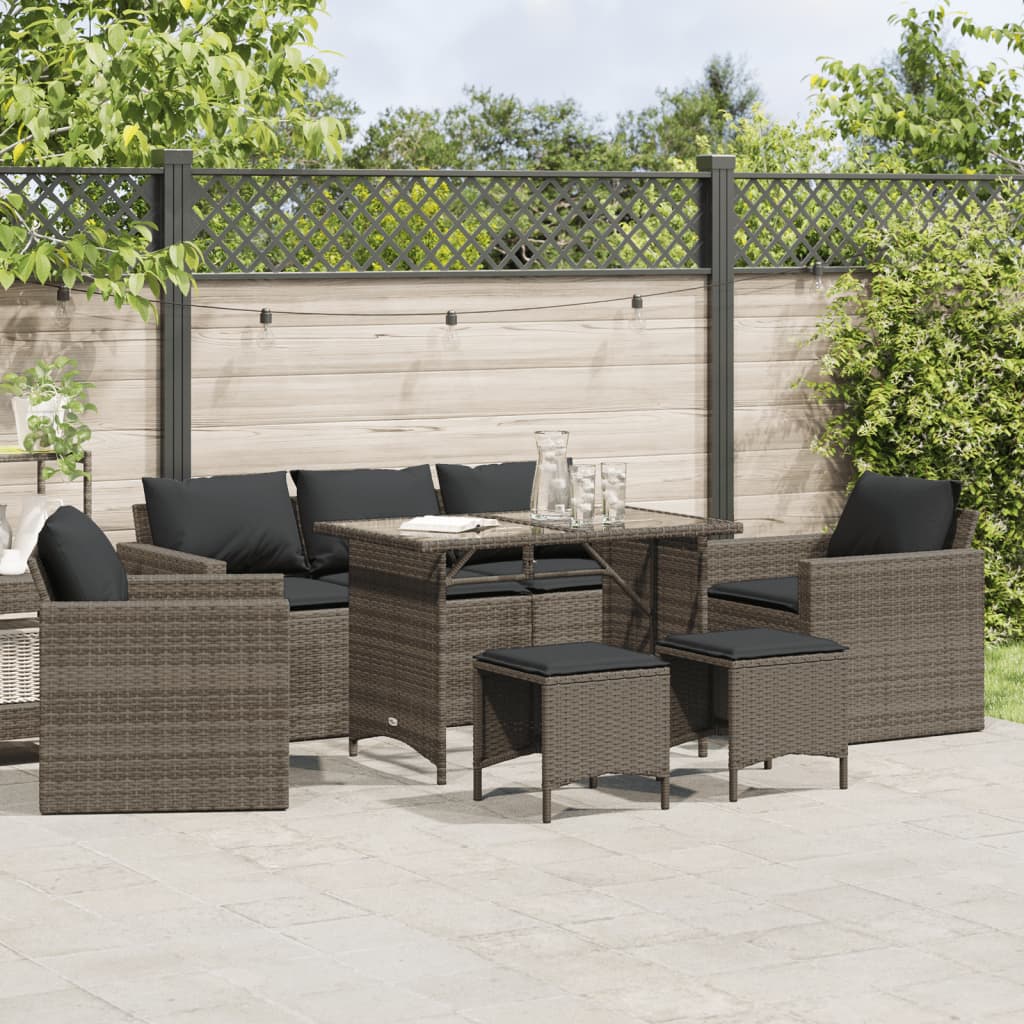 Set Divano Da Giardino 6 Pz Con Cuscini Grigio In Polyrattan
